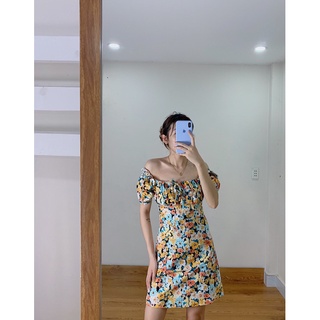 ĐẦM HOA CỔ VUÔNG 159k