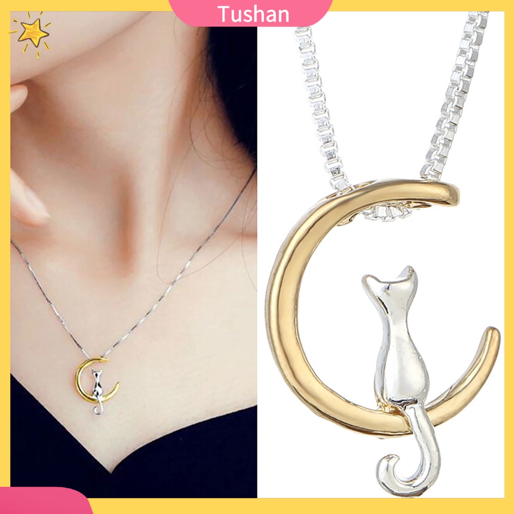 Dây Chuyền Mặt Trăng Khuyết Và Mèo Con Dễ Thương