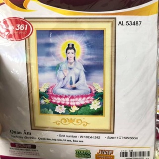 Tranh thêu chữ thập Phật Quan Âm 53487 (52x66) chưa thêu