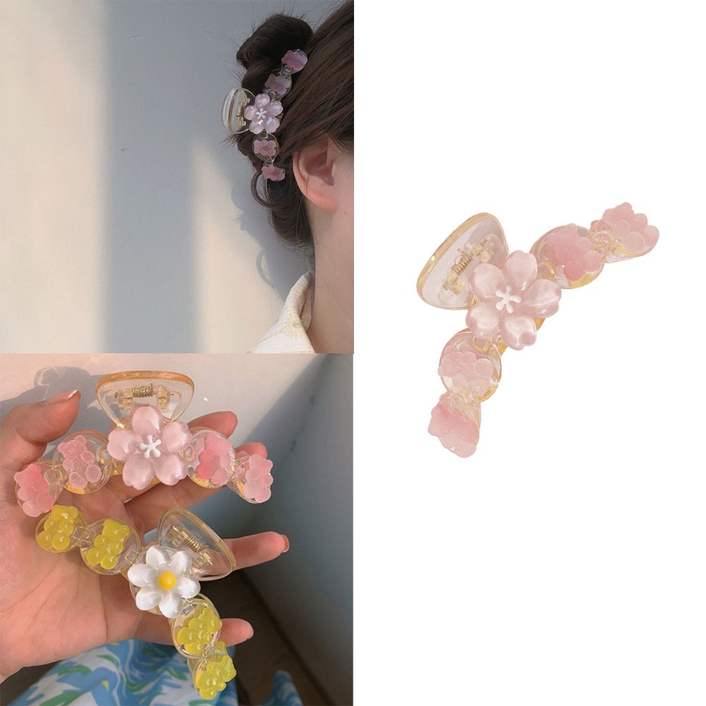 Kẹp Tóc Nhựa Hình Bông Hoa Màu Vàng Phong Cách Hàn Quốc Mới Cho Nữ