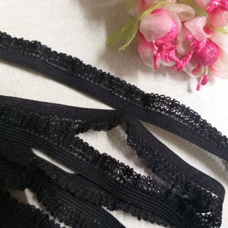 Thun viền bèo  ,màu đen  , size 1.2cm