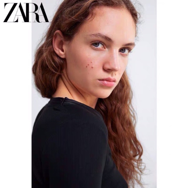 (Sẵn ) Áo thun tăm cổ viền bóng Zarraa auth canh sale