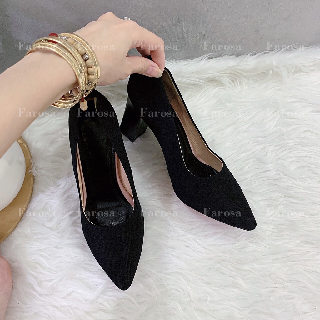Giày cao gót nữ mũi nhọn dáng basic gót trụ 7 phân cực sang chảnh
