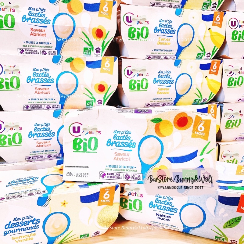 Kem Sữa Chua/Váng Sữa Hữu Cơ Bio U Tout Petits nội địa Pháp lốc 4 hũ x 100gr