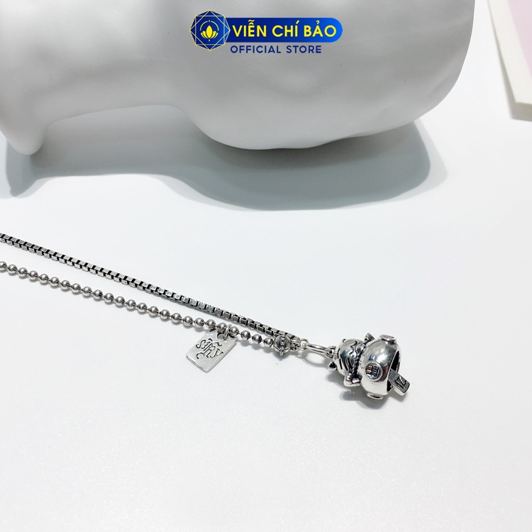 Dây chuyền bạc nữ Mặt Mèo thần tài may mắn Neko bạc Thái 925 thời trang phụ kiện trang sức nữ Viễn Chí Bảo D000137