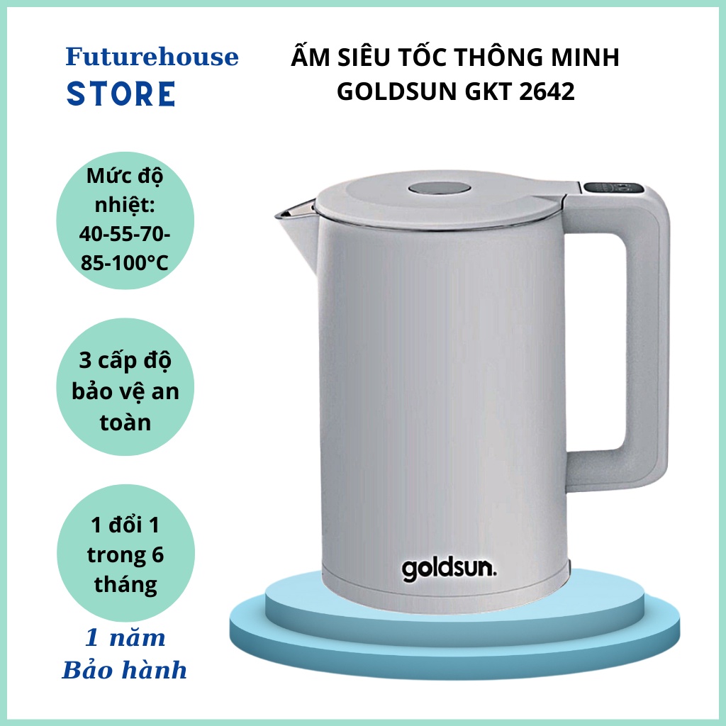 Ấm siêu tốc Goldsun GKT2642 dung tích 1.7L , 1 đổi 1 trong 6 tháng, Bảo hành 12 tháng toàn quốc