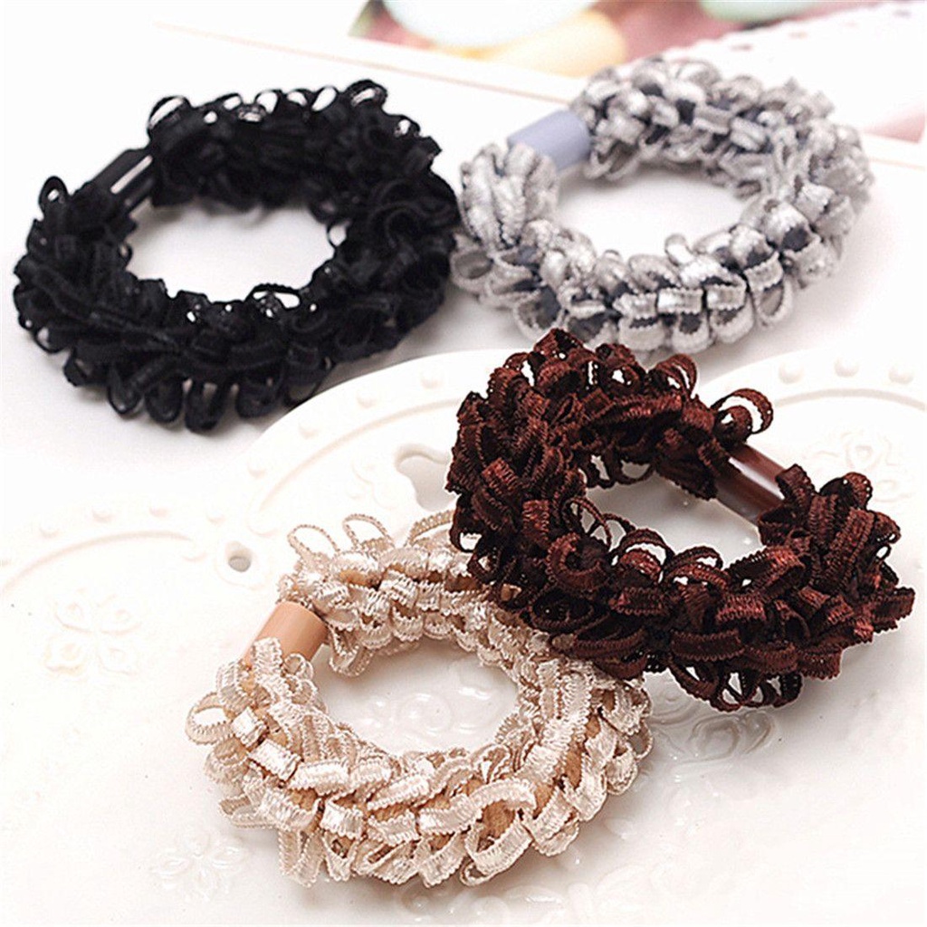 BSUNS Dây Cột Tóc Co Giãn Bọc Vải Ren Thời Trang Cho Nữ
