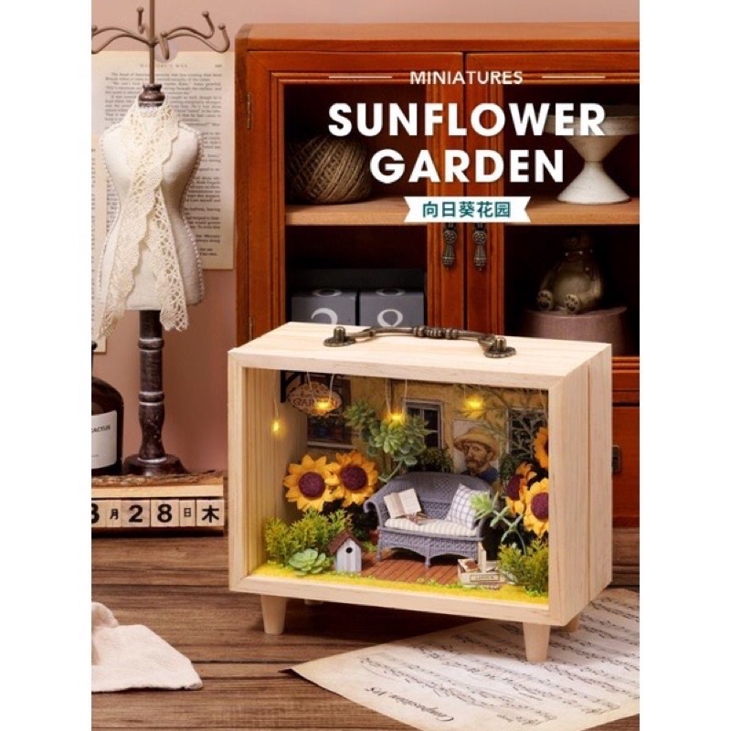 Mô hình diy tự lắp ráp K007 Wood Box kèm keo, đèn,nhíp