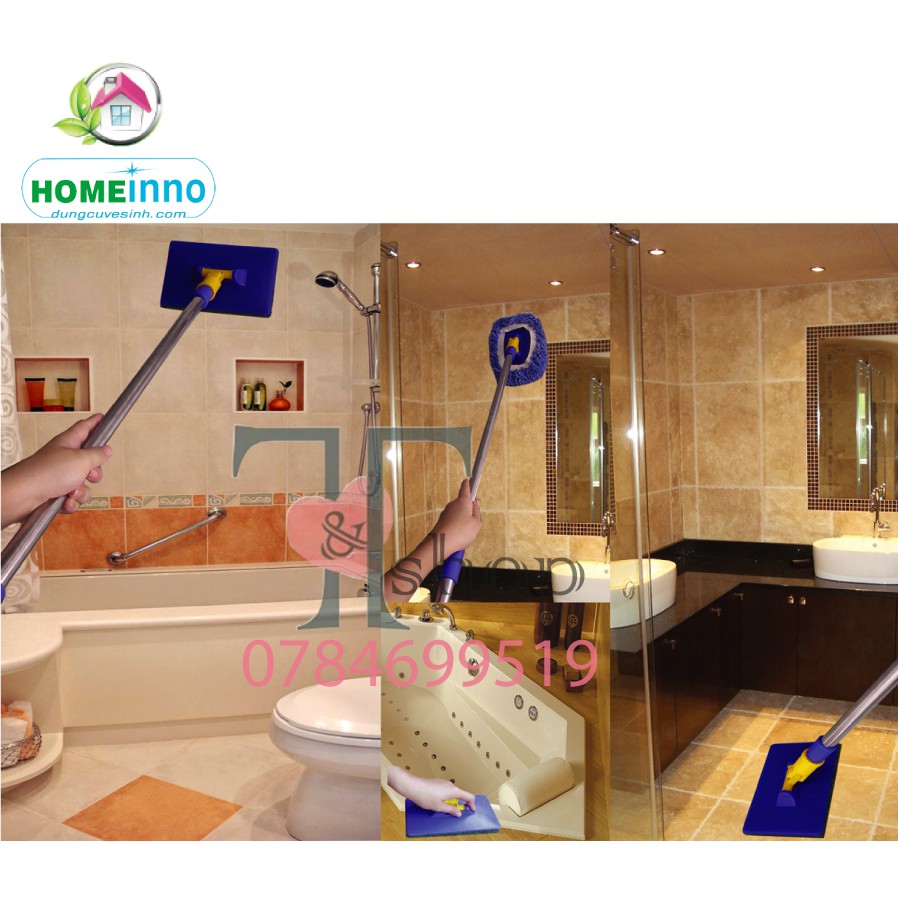 Cây Lau Nhà Tắm, Vệ Sinh Toilet Homeinno Đa Năng Cán Rút 80cm-140cm