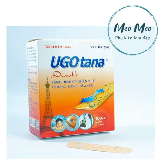 Băng keo cá nhân UGOTANA độ bám cao không gây kích ứng (hộp 102 miếng)