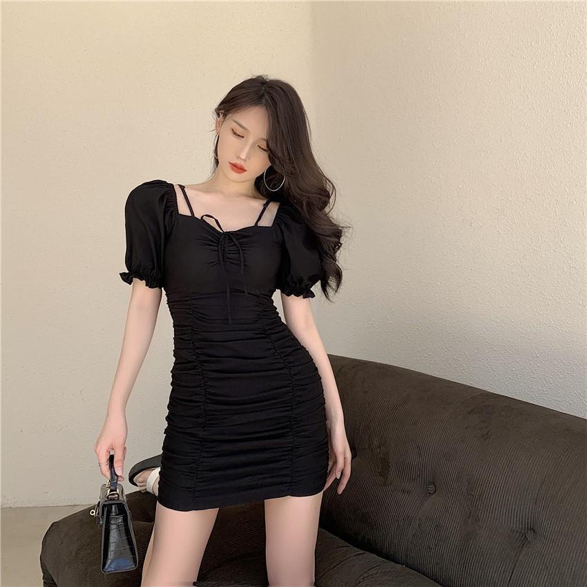 Đầm Ngắn Tay Dáng Ôm Thời Trang Mùa Hè Hàn Quốc Dành Cho Nữ