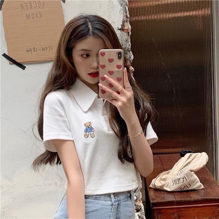 (MẪU MỚI-SLL) Áo thun cổ somi thêu croptop ❤️❤️❤️ CHIBEST_ATH069 | BigBuy360 - bigbuy360.vn