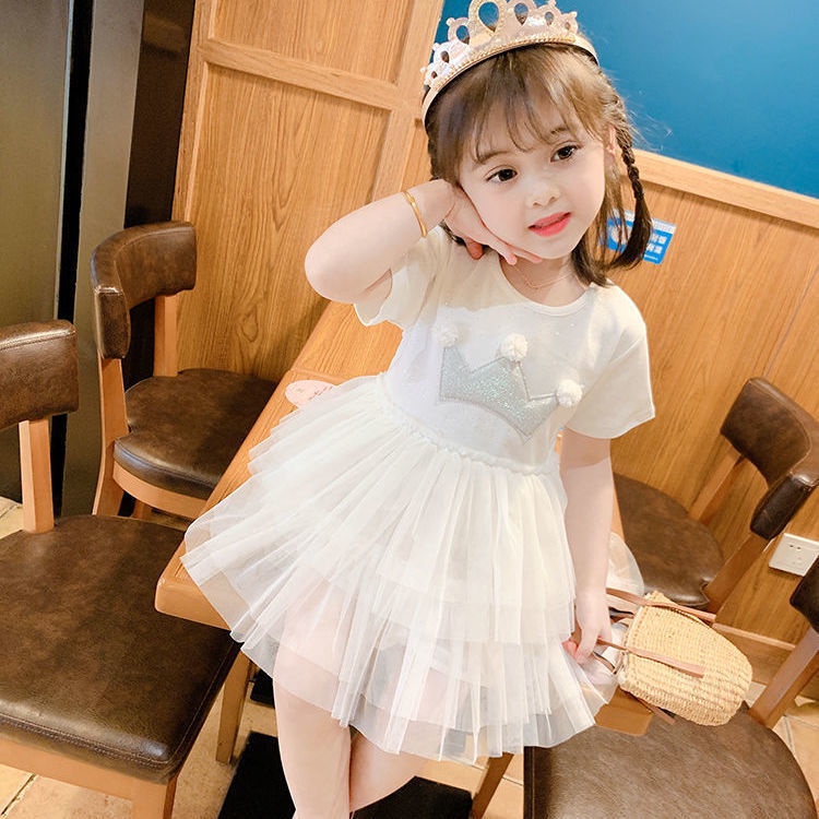 [Kacily]Váy công chúa 0-4 tuổi váy ngủ cho trẻ em váy quần áo ngắn tay