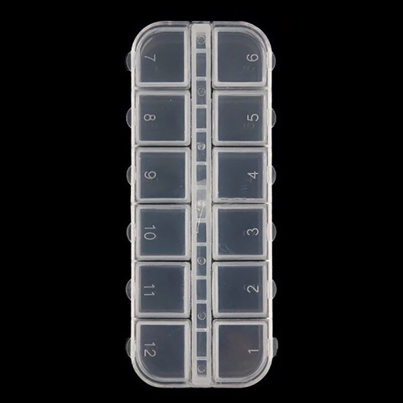 Khay nhựa đựng đá nail 12 ô nắp bật, dụng cụ làm móng nail Jeliva Chính Hãng