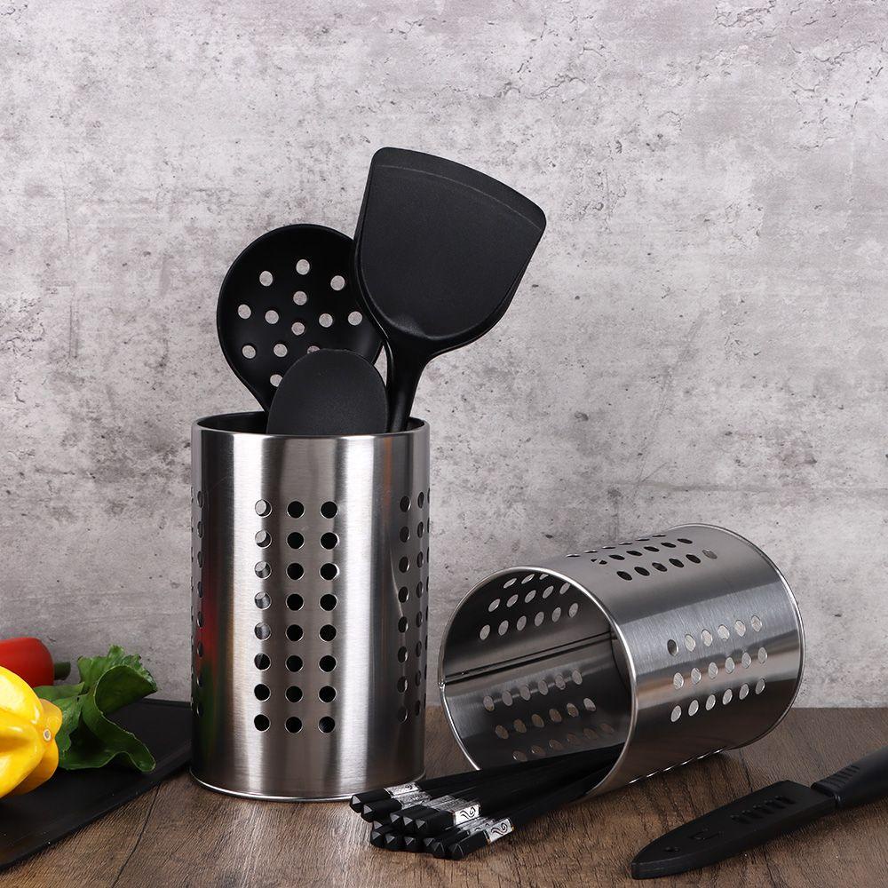 YNATURAL Stainless Steel Cutlery Holder Stand Kitchen Tableware Cage Drainer Utensil Sink Storage Tools Home Multifunctional Water-Logging Basket