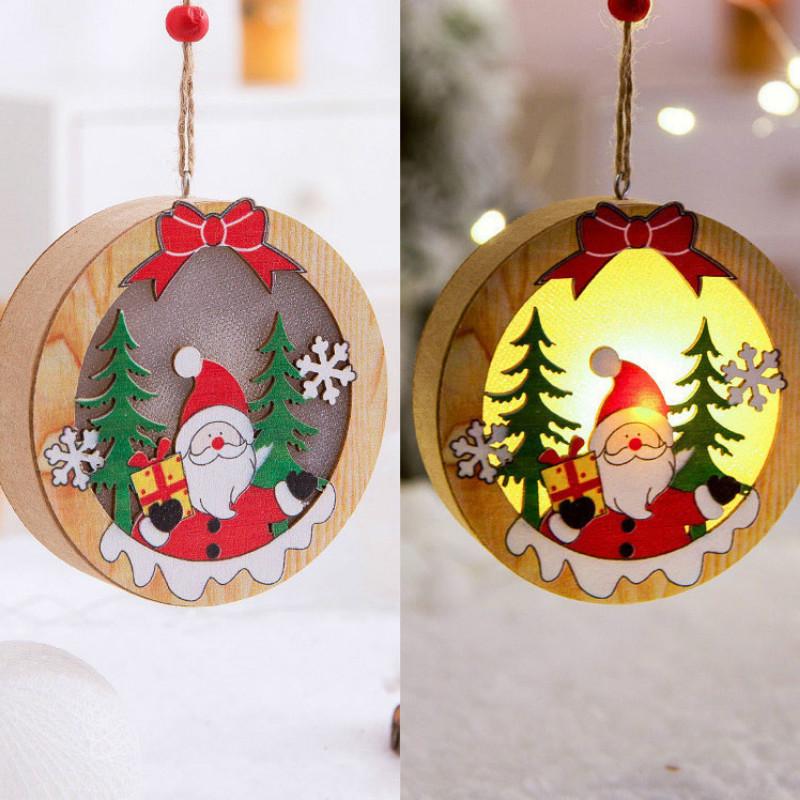 Đèn Led Hình Người Tuyết / Nai Sừng Tấm Bằng Gỗ Trang Trí Giáng Sinh