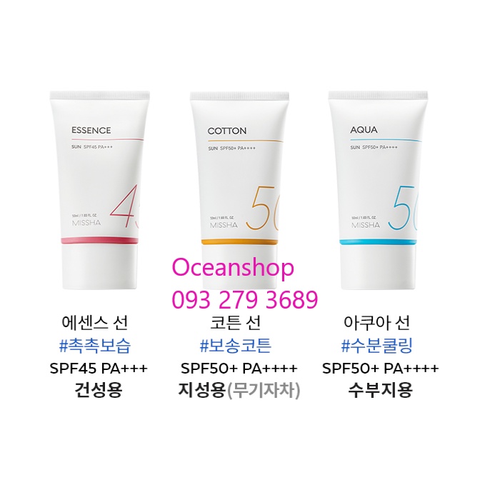 Kem chống nắng Missha mẫu mới dung tích 50ml về hàng SALE 50%
