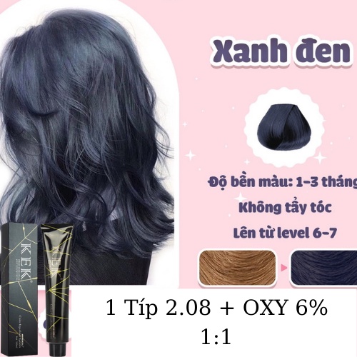 Thuốc Nhuộm Tóc Xanh Đen, Xanh Dương Xanh Đen Dương Khói Tặng Oxy Trợ Nhuộm ( Màu đi học )