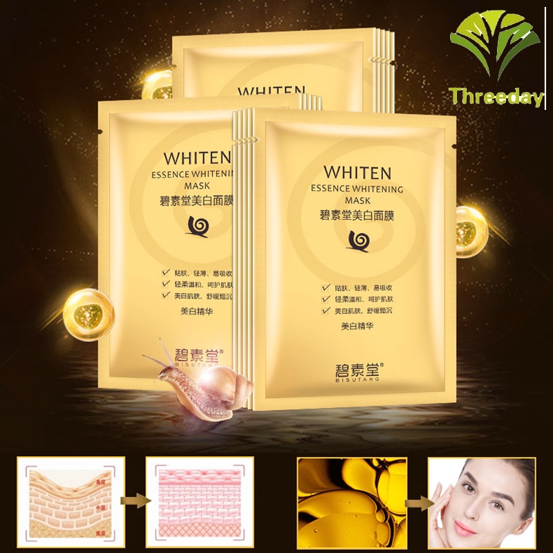 3D10Pcs Facial Mask Moisturizing Hydrating Anti-Aging Depth Replenishment Snail Essence Skin Care Whitening Mask for Wom