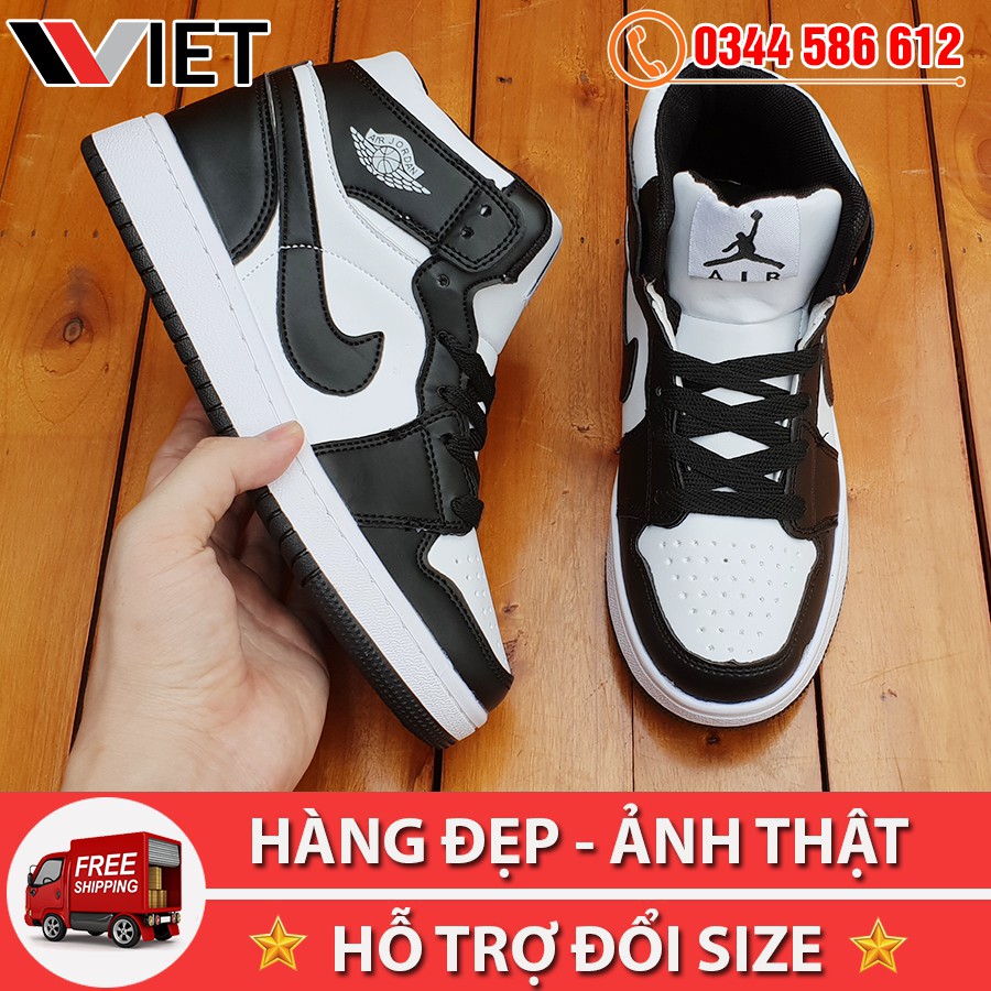 Giày Thể Thao Air Jordan 1 Đen Trắng Cao Cấp