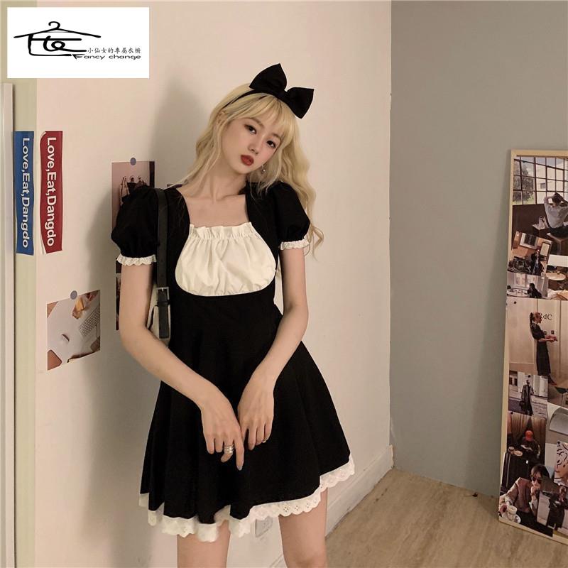 Đầm Cổ Vuông Màu Sắc Tương Phản Thời Trang Mùa Hè Dành Cho Nữ