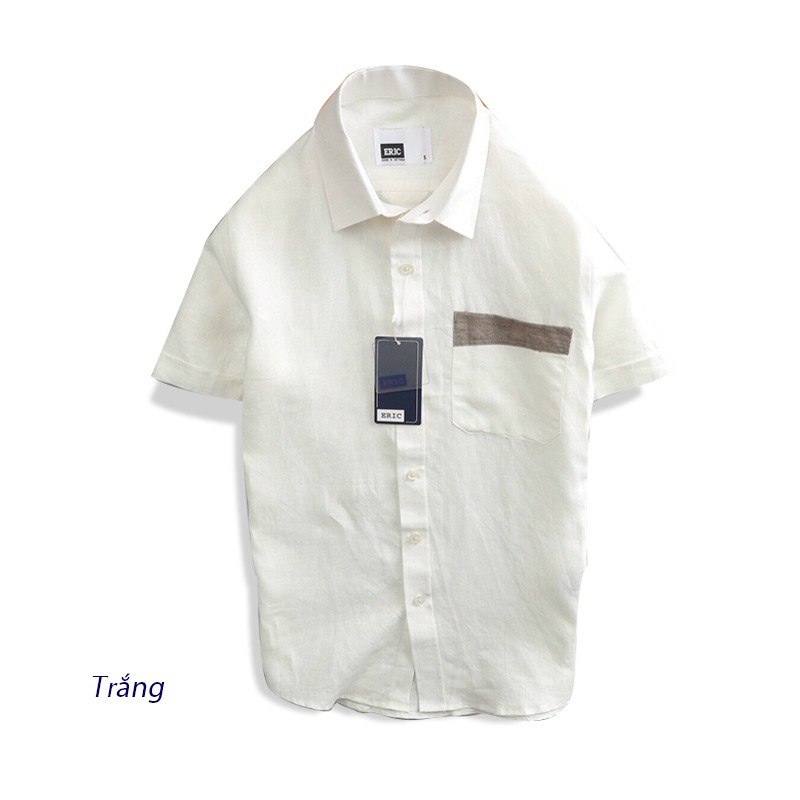 Áo sơ mi nam ngắn tay, sơ mi nam cao cấp, công sở, đẹp, phối túi cá tính vải linen xịn xò nhẹ mát | BigBuy360 - bigbuy360.vn