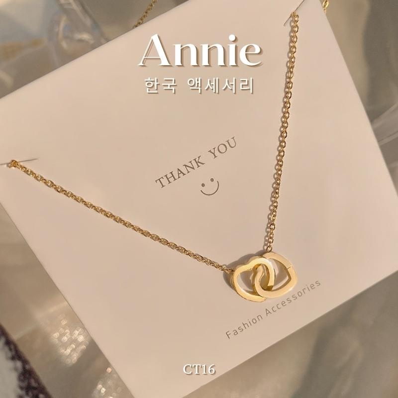 Dây chuyền titan, vòng cổ sợi mảnh hình tim đôi nữ tính ANNIE CT16