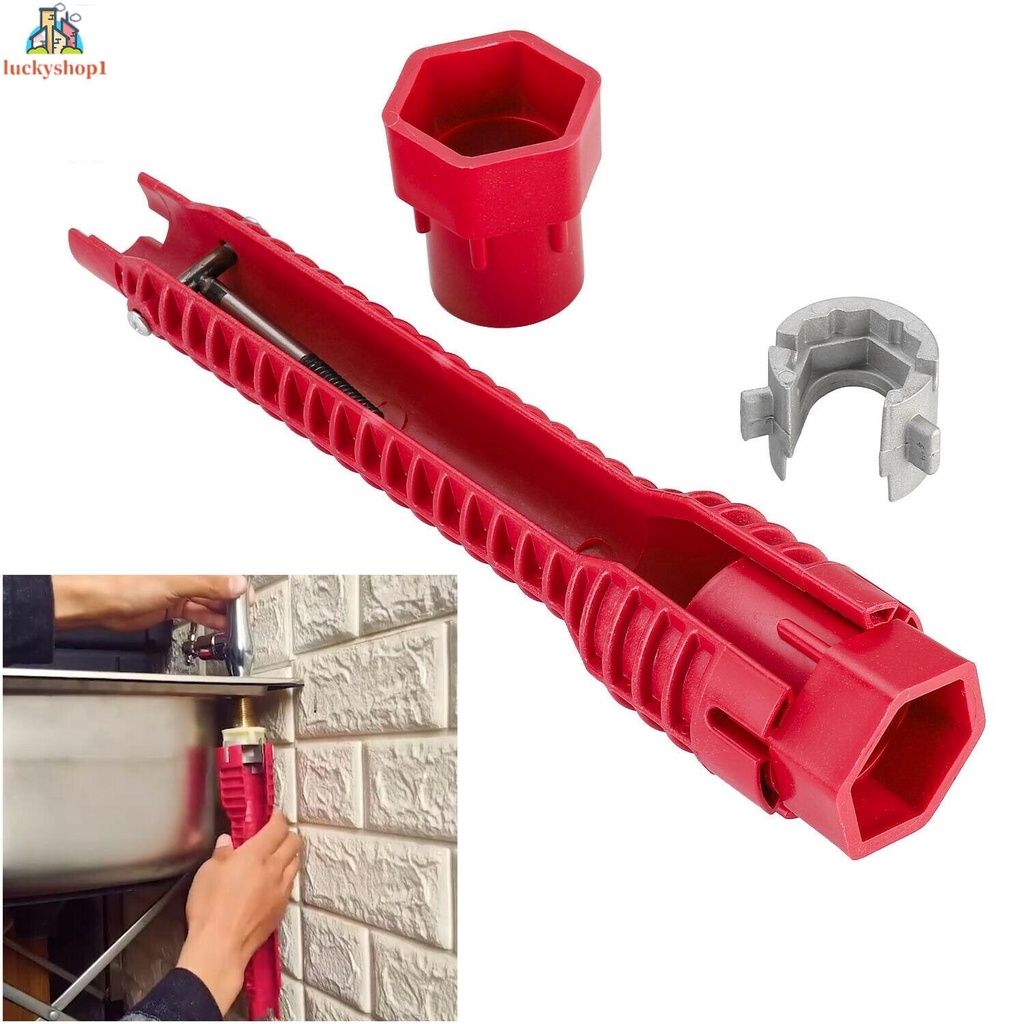 1 màu đỏ 8 trong 1 bồn rửa đa chức năng cờ lê phòng tắm ấm công cụ lắp đặt cho nhà sửa chữa bồn rửa nhà vòi van góc van bồn rửa sửa chữa công cụ tháo rời