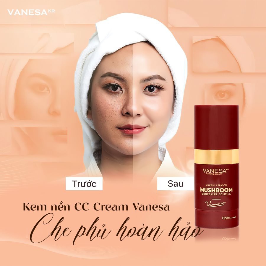 Kem nền che khuyết điểm CC cream mushroom concealer, CC Stick Vanesa Beauty