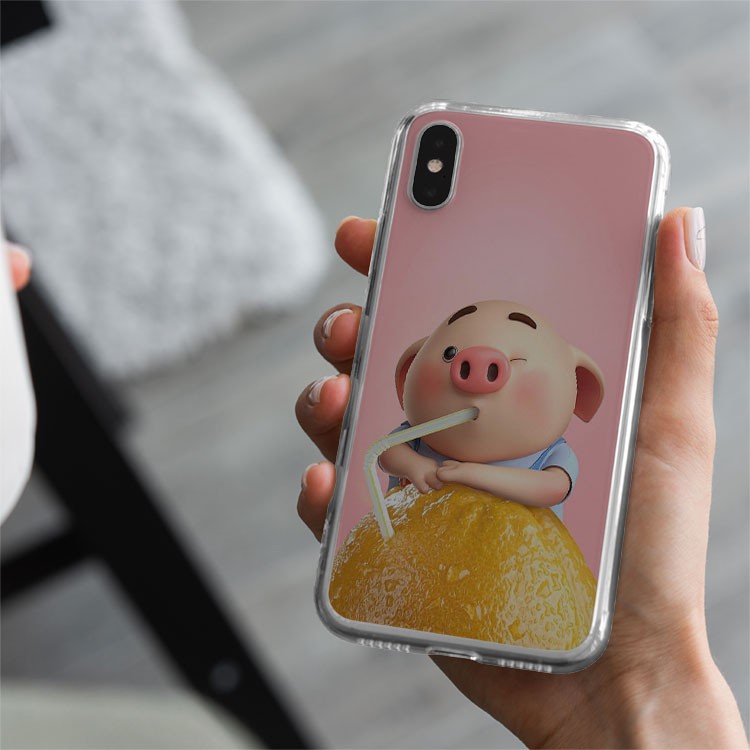 Ốp lưng điện thoại lợn con uống sữa Iphone 7/7Plus/8/8Plus/X/Xs/Xs Max/11/11 Promax/12/12 Promax PIG20210050