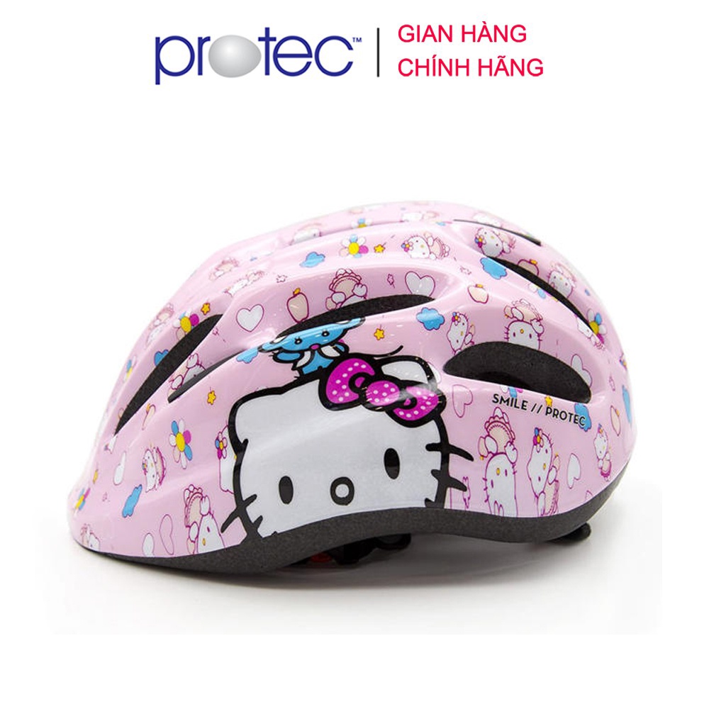 Mũ bảo hiểm xe đạp dành cho bé gái 1-12 tuổi Protec SMILE, họa tiết Hello Kitty xinh xắn đáng yêu