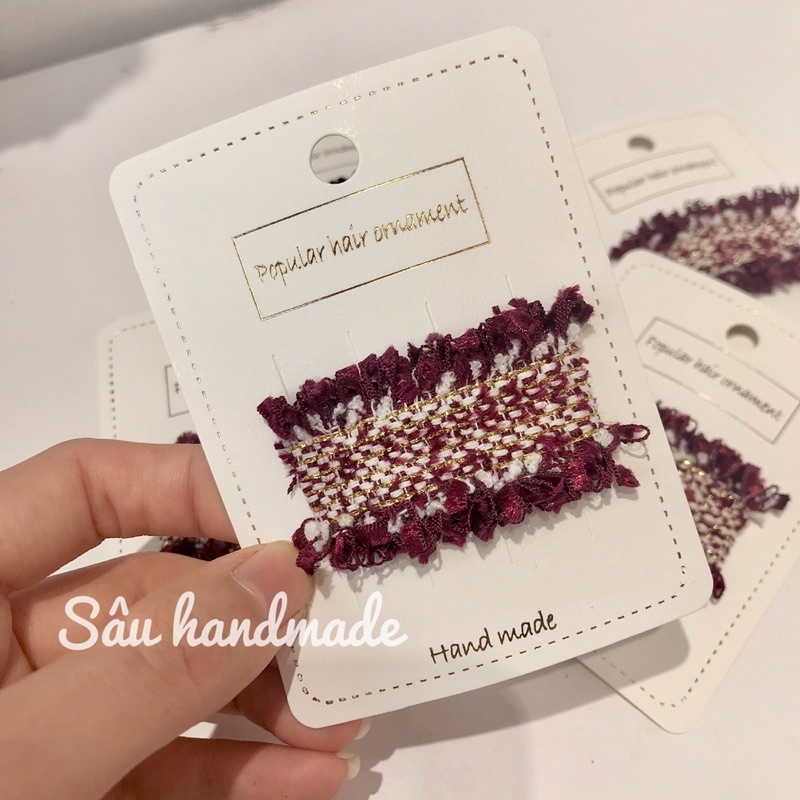 Kẹp bấm vải Tweed handmade cho bé
