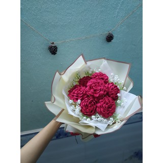 Quà tặng 14.3 - Bó hoa hồng xếp giấy thơm tặng mẹ, đồng nghiệp, người yêu, bạn gái - 7 bông - Thủ Công - Kiểu CU01