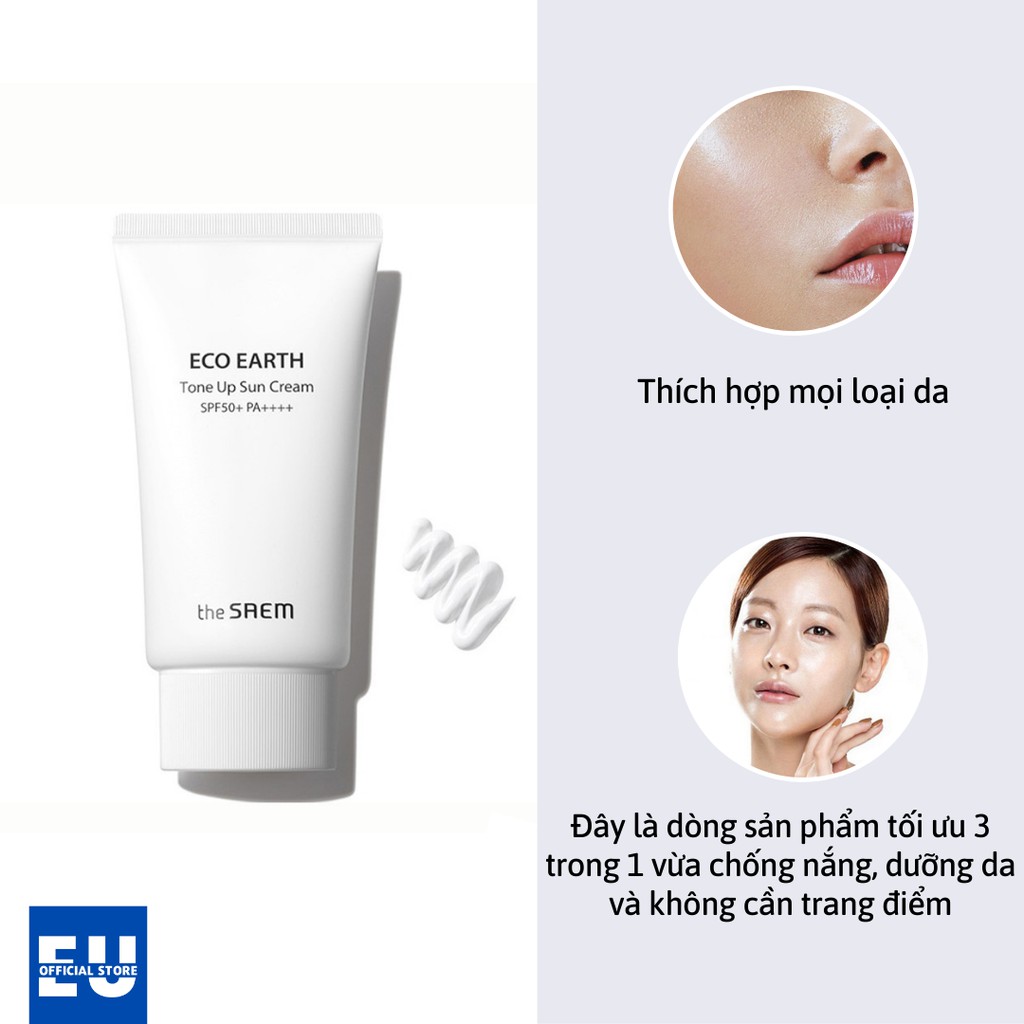 [Loại 50 ml] The SAEM Eco Earth Power Pink Sun Cream Kem Chống Nắng Hồng phiên bản mới