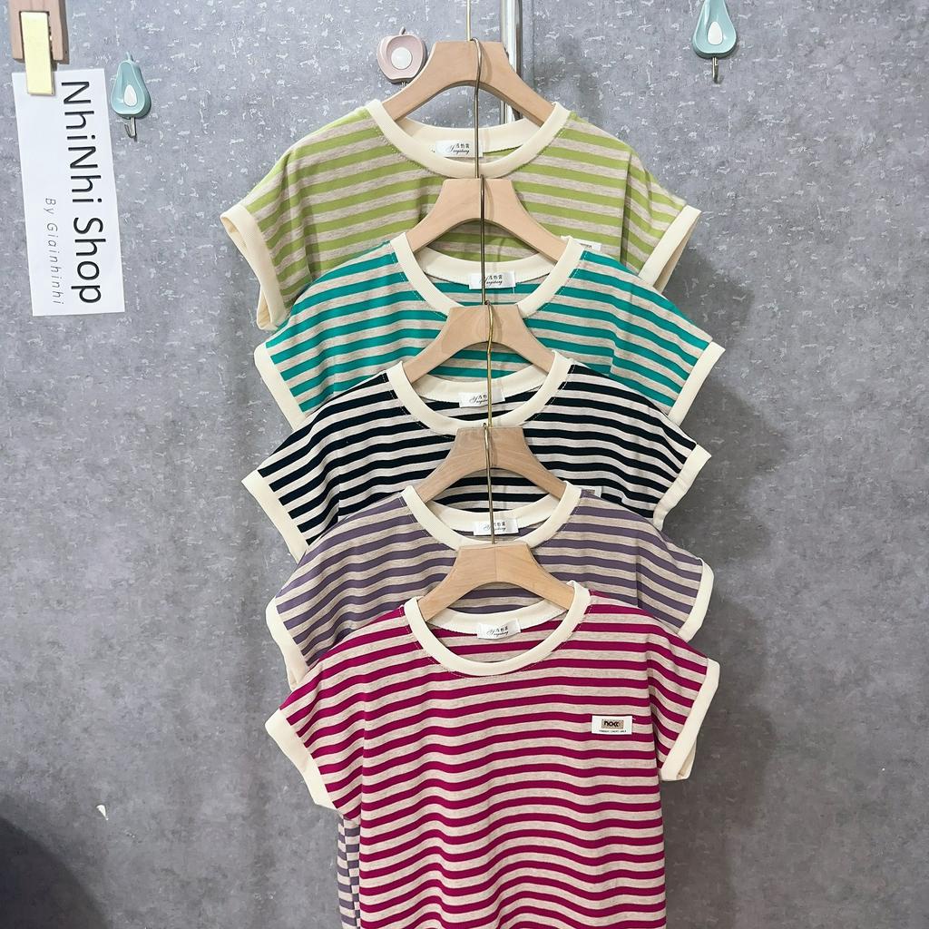 Áo thun kẻ ngang tay hến form vừa người cổ tròn AT6301 - NhiNhi Shop