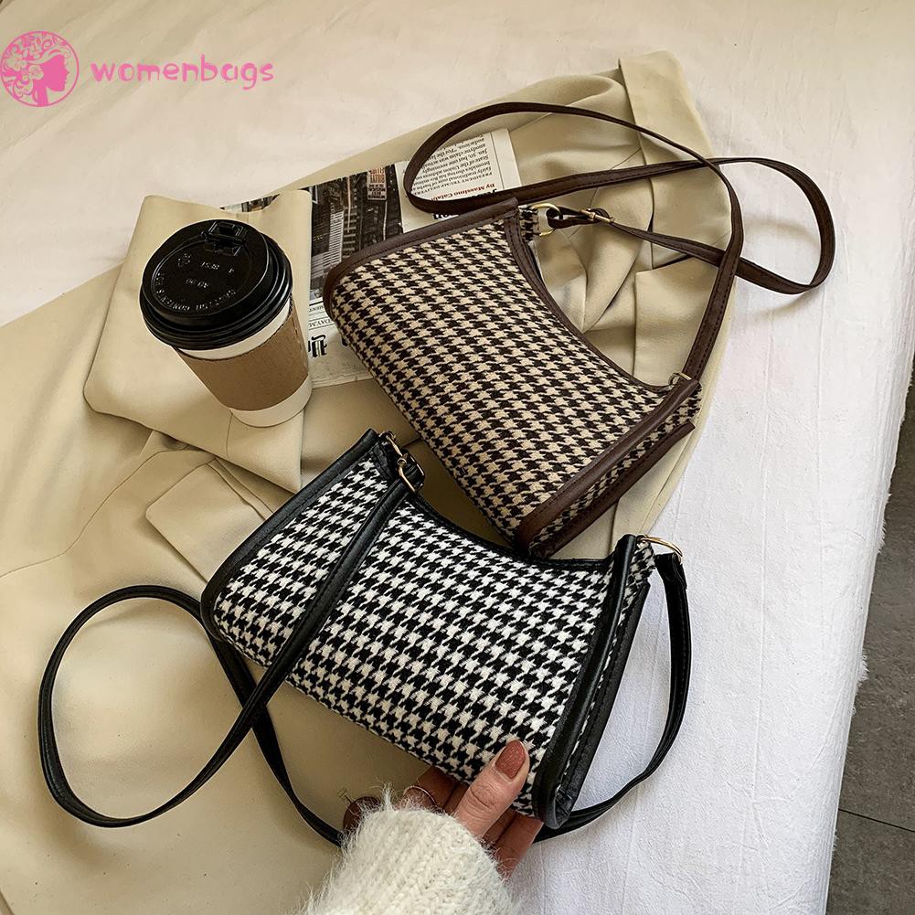 Túi xách đeo chéo vai bằng len thời trang kẻ sọc phong cách Hobo đường phố cổ điển cho nữ | BigBuy360 - bigbuy360.vn