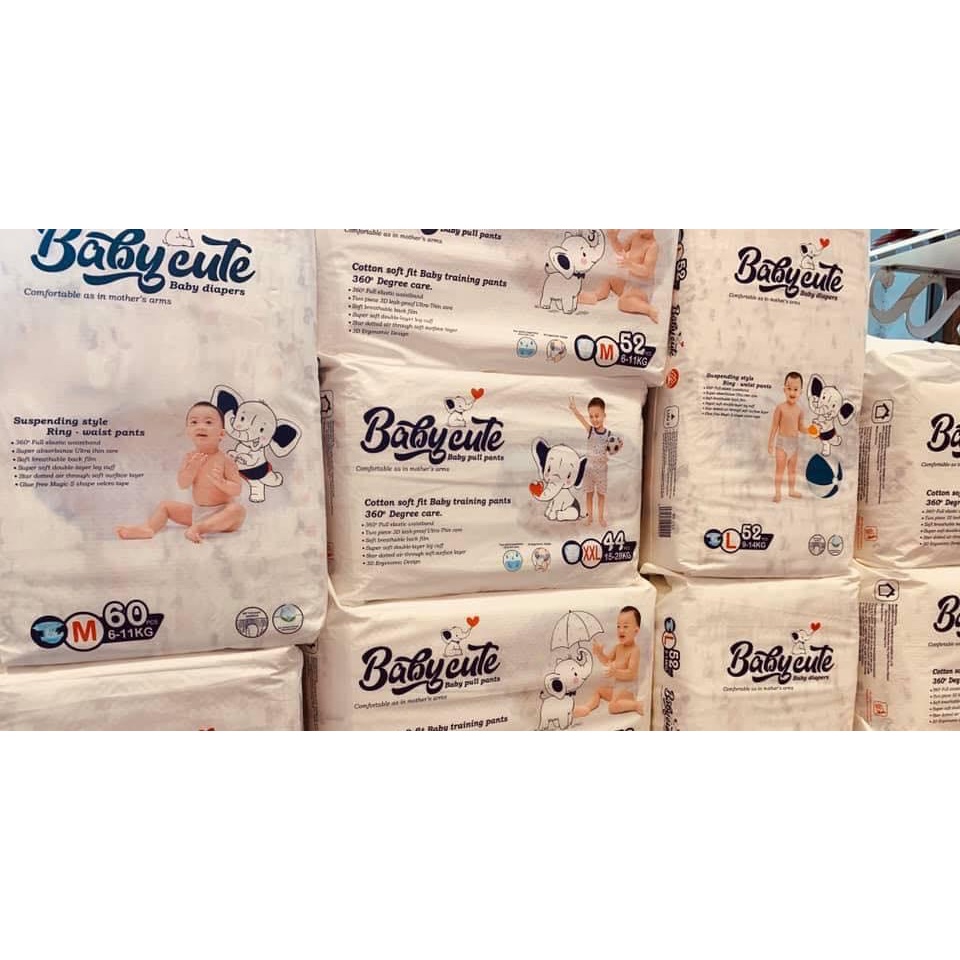 Bỉm Quần/Dán Baby Cute size (NB82-S72-M60-M52-M52-L50-XL46-XXL44