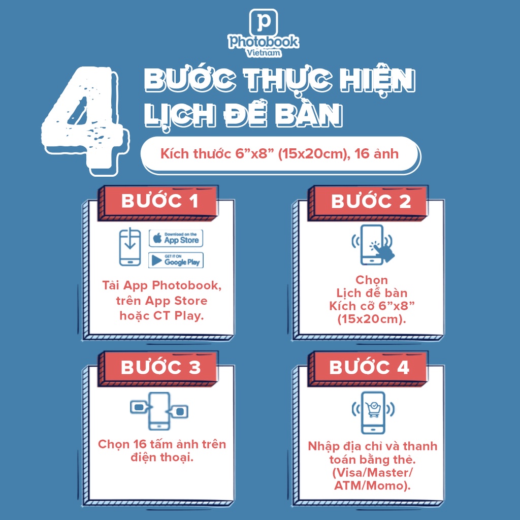 In lịch để bàn trang trí bàn làm việc theo yêu cầu 15 x 20cm - Thiết kế trên App & Web Photobook
