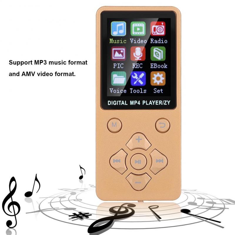 Máy MP3 MP4 8GB 1.8" bluetooth 4.2 tích hợp ghi âm radio đa năng tiện dụng nhỏ gọn kèm dây cáp tai nghe và phụ kiện