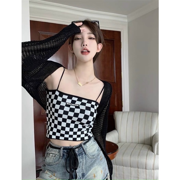 Set Áo Len Cặp , len mongtoghi hai dây kèm áo khoác cadigan lỗ cực xinh