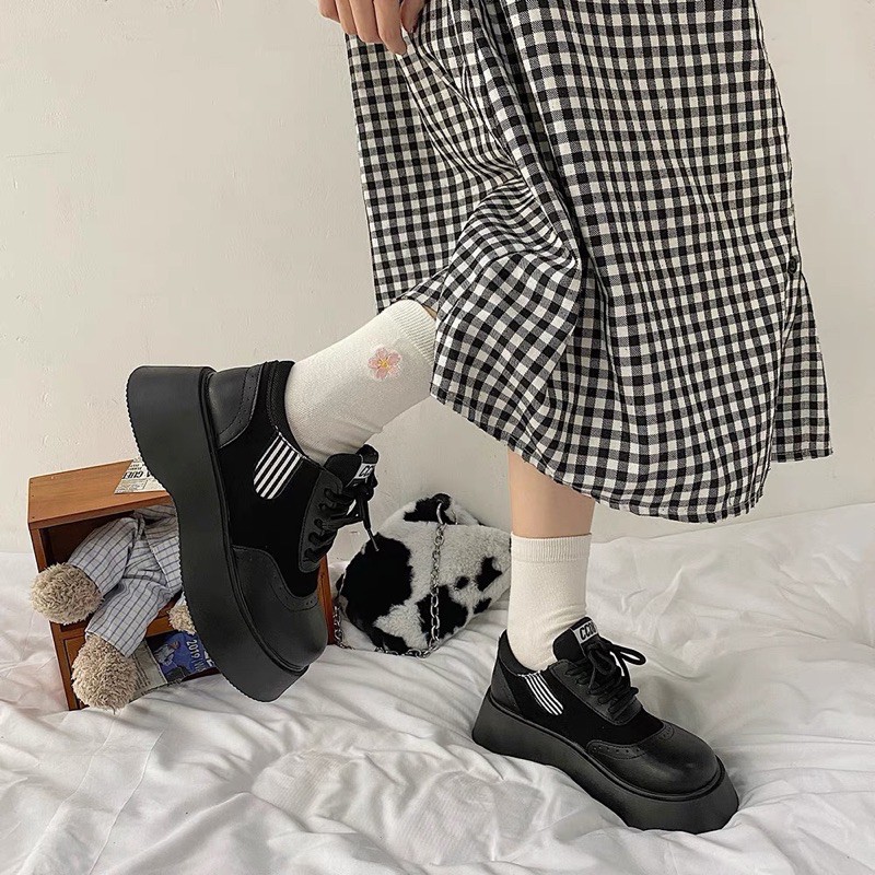 Giày lolita buộc dây đế cao cổ điển độc lạ ngầu chất dễ thương cá tính sneaker ulzzang Hàn Quốc [Yannie] | BigBuy360 - bigbuy360.vn