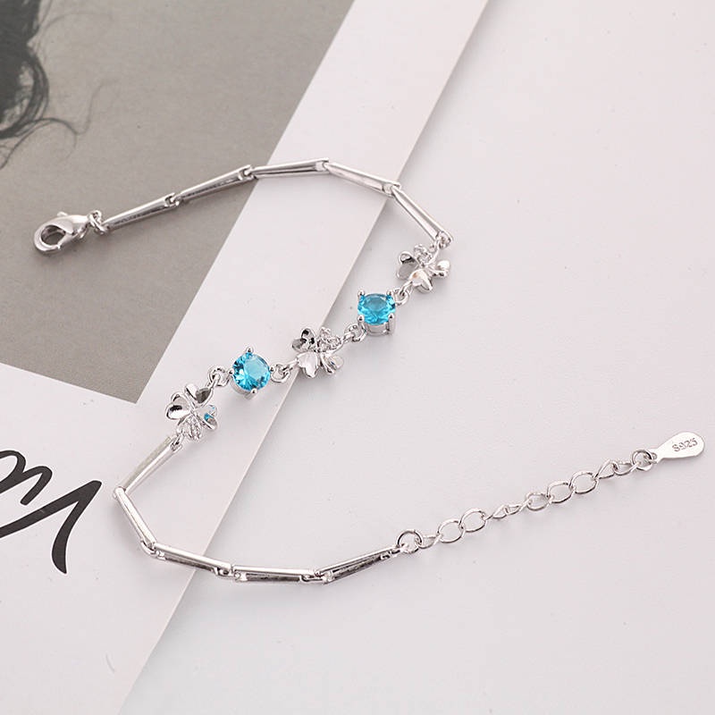 Vòng Tay Cỏ Bốn Lá Đính Đá Thời Trang Dành Cho Nữ