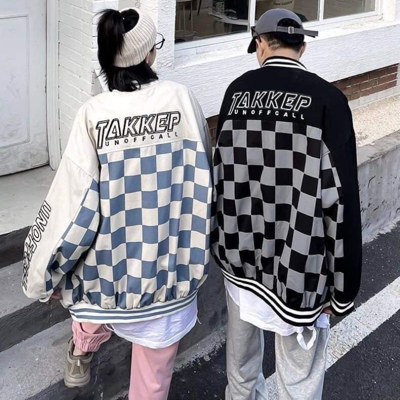 Áo bomber nữ form rộng kẻ caro tay to bồng áo khoác ngoài nữ bomber Bomber TAKKEP phong cách unisex - kameco