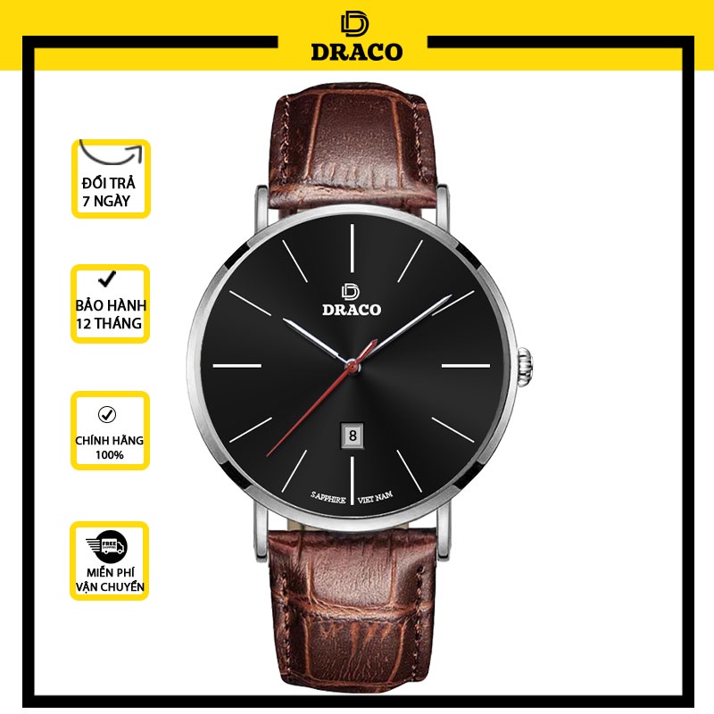 Đồng Hồ Nam Phong Cách DRACO D21-ST02 “Classic Boy” ĐEN DÂY DA NÂU