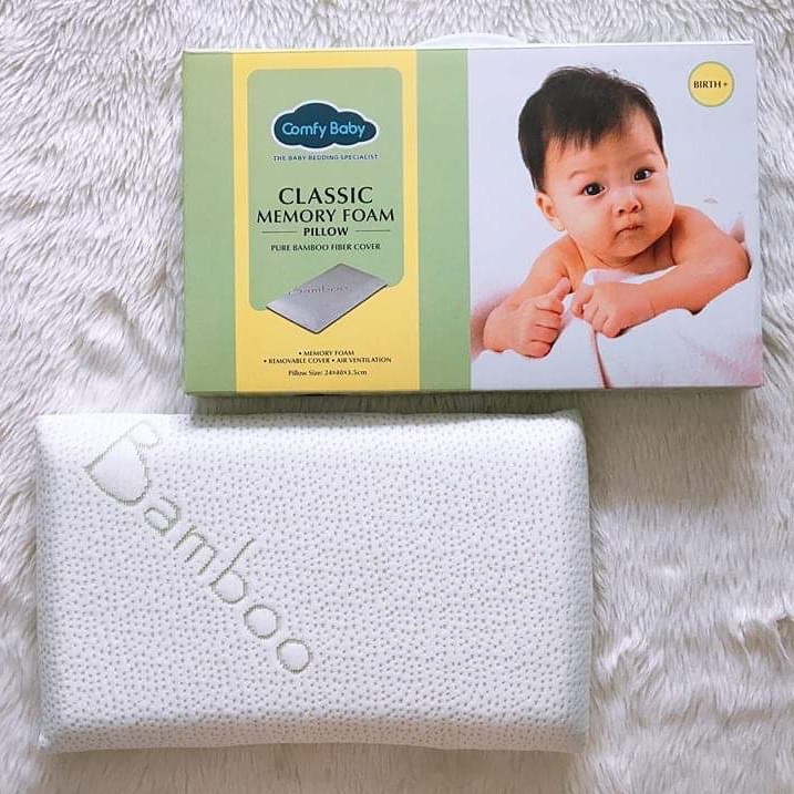 FREE SHIP !!! Gối cao su non chống ngạt vỏ sợi tre Bamboo kháng khuẩn tự nhiên, thấm hút mồ hôi tốt Comfybaby