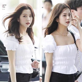 Áo Crop Top Chất Liệu Vải Voan Dáng Ôm Tay Ngắn Dễ Thương