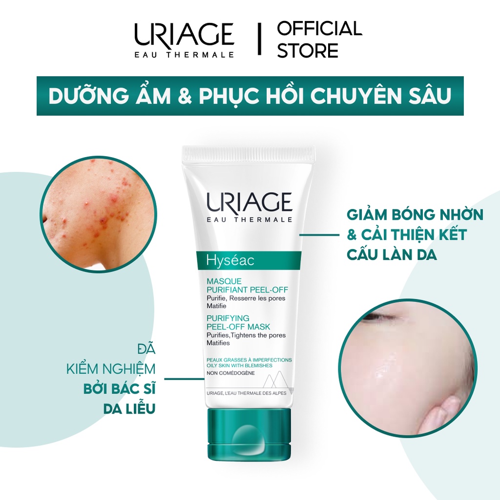 Mặt nạ lột se khít lỗ chân lông, giảm thâm cho da dầu, mụn URIAGE HYSÉAC MASQUE PURIFIANT PEEL-OFF 40ml