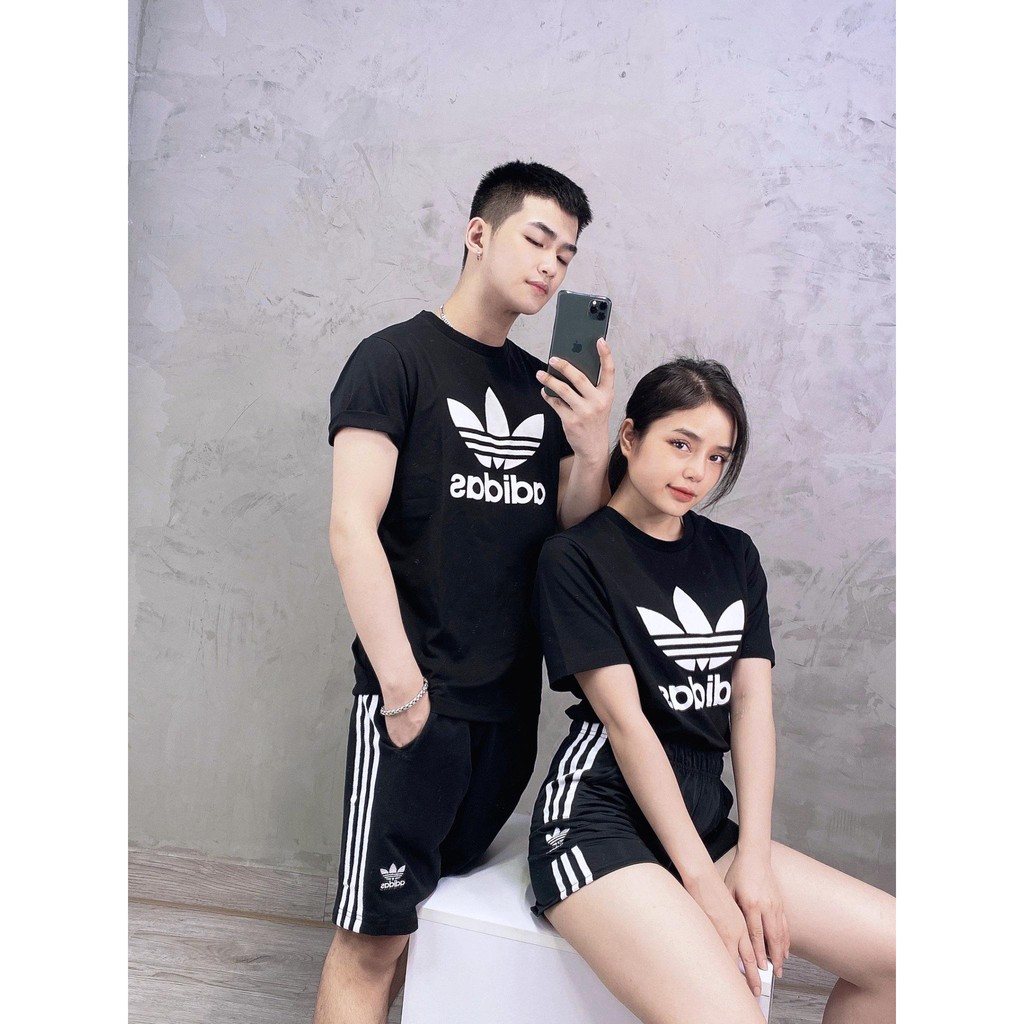 (HÀNG XUẤT XỊN) Áo das đen 3 lá 283 Trefoil Tee Black Made in Cambodia full tag code  Size XS S M L