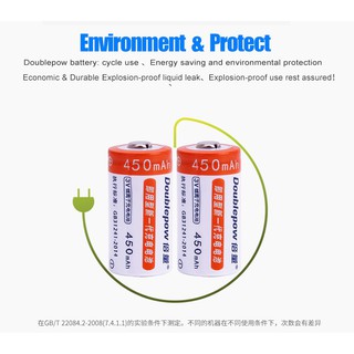 [RẺ VÔ ĐỊCH] Bộ 2 Pin sạc CR123A Doublepow 450mAh