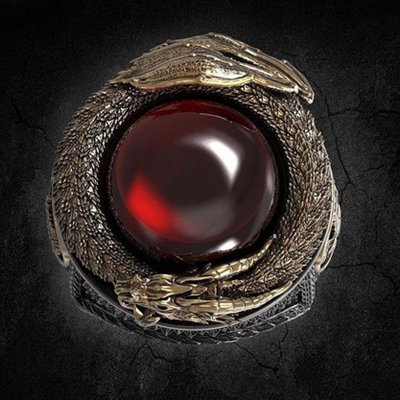 flowersqueen Nhẫn kim loại hình rồng thiết kế ấn tượng